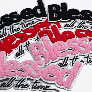 Wholesale <b>Iron</b> On Multicoloured Chenille Patch Textile Label Soft Custom Chenille Patch With Your Logo - Product Image 4
