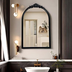 Espejo Decorativo de Pared de Metal con Tallados Franceses, Estilo Moderno de Mediados de Siglo, Forma de Arco, Espejo de Vanidad No Inteligente para Baño, Sala de Estar, Hotel - Product Image 6
