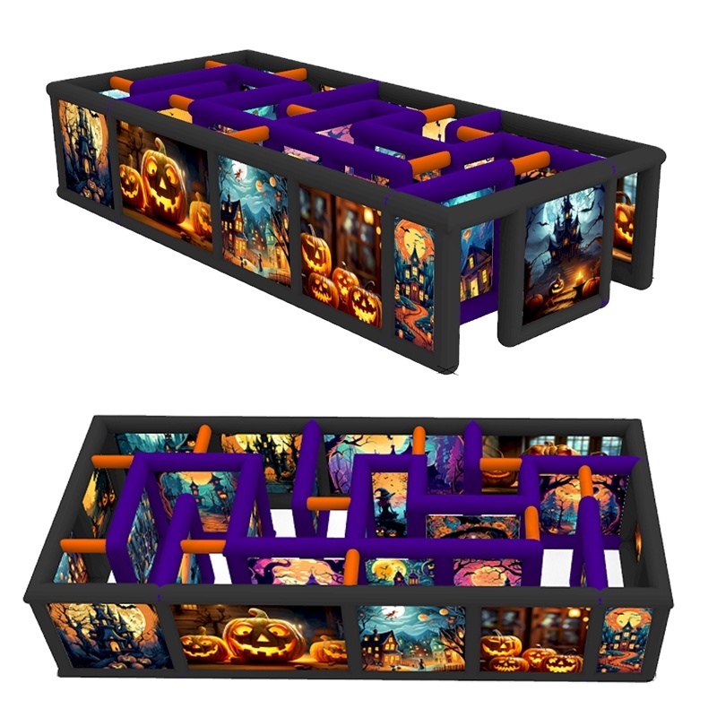 11x4m Black Scary Inflatable Maze Arena
