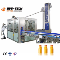 Machine de remplissage automatique de jus de fruits en bouteilles de verre BVE haute précision 200 ml, contrôlée par PLC, électrique et pneumatique, 7000-80000