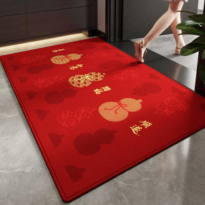 Tapis d'entrée du Nouvel An rectangulaire rouge en polyester antidérapant pour la maison, motif gourde porte-bonheur - Product Image 4