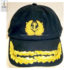 Gorra de Pico de Algodón/PVC/Lana con Bordado Dorado de Capitán Almirante para Hombre SIHAWK OEM, Gorra de Oficial al por Mayor - Product Image 4