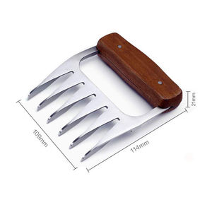 Fourchettes à viande en acier inoxydable, ustensile de cuisine <span class=keywords><strong>Easylife</strong></span> en métal pour broyer la viande avec manche en bois - Product Image 2