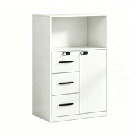 Armoire de bureau moderne en métal, étagères ouvertes, 3 tiroirs, serrure à code, grande capacité, gain de place, écologique, durable, armoire à dossiers
