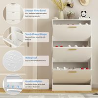 Casier à chaussures invisible en bois étroit avec 3 tiroirs à rabat Armoire à chaussures d'entrée pour le stockage de meubles de salon