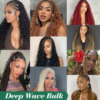 Extensions de cheveux humains en vrac pour tressage, ondulation profonde, colorées, non traitées, trame simple, pour tresses bohèmes, cheveux brésiliens Remy