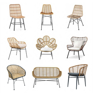 Ghế Boho chất lượng cao, kiểu hiện đại, làm từ nhựa giả mây, khung kim loại, xếp chồng được, dùng cho ngoài trời, nhà hàng, sân vườn, nhà cung cấp ghế mây giả mây kiểu công. - Product Image 1