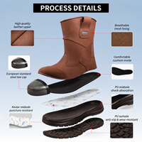 Chaussures de sécurité montantes AOXIANG S3 pour l'hiver, usage industriel, embout composite anti-écrasement, tige en cuir, doublure en maille, semelle extérieure en PU, semelle intermédiaire