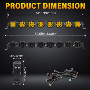 Barre lumineuse LED personnalisable avec logo 4x4 tout-terrain, kit de barres lumineuses LED jaunes universelles pour voiture, UTV, ATV, camion - Product Image 2