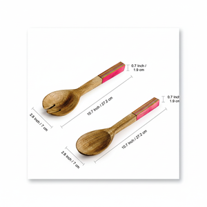 Pack Hand painted <b>Serving</b> <b>Spoon</b> Mango Wood Salad Servers Set of 2 WOODEN SALAD SERVER SET OF 2 HAND MADE UNIQUE KETCHENWAR - Product Image 1