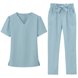 Tenue de travail pour centre de soins post-partum et SPA, uniforme médical à manches courtes et pantalon long, fin, avec nœud papillon, pour médecin, infirmière, réceptionniste - Product Image 4
