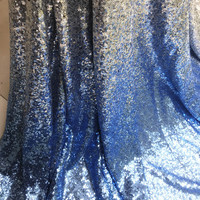 Vente en gros de tissu de broderie à paillettes de 3mm, dégradé de paillettes à surface brillante, tissu de broderie à paillettes