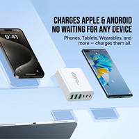 Chargeur rapide multi-appareils 65W GaN à 6 ports, adaptateur mural PD QC tout-en-un pour iPhone, iPad, Samsung et plus