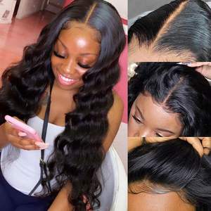 Perruque en cheveux humains indiens bruts 13x6, perruques HD Full Lace Front sans colle, perruque brésilienne droite et profonde pour femmes noires - Product Image 3