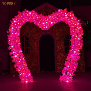 Décoration Lumineuse LED 3D en Forme d'Arche Cœur Rouge Artificielle Extérieure Étanche pour Événements, Fournitures de Décoration, Paysage de Noël - Product Image 1