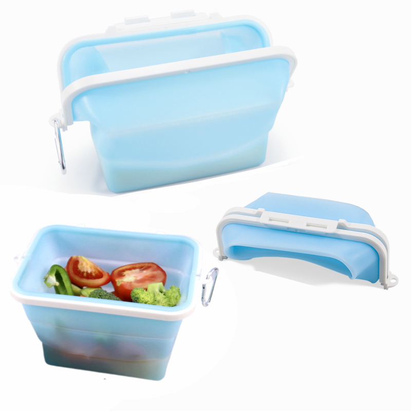Free Leakproof Food Silicon Storage Bag Container Collapsible Folding Reusable Silicone Freezer Food Storage Pouch Box