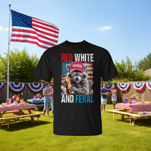 Camiseta patriótica roja, blanca y con diseño de mapache para el 4 de julio de EE. UU. - Product Image 3