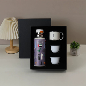 Large Capacity 5D Printed Flask Gift <b>Box</b> Set, 600ml <b>Bottle</b> with 75ml Small Cups 316SS for Gulf Market Gifts - Product Image 2