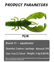 7cm 5 pièces/sac appâts artificiels basse attirail flottant doux leurre de pêche homard en plastique écrevisses appât souple appâts crevettes leurres