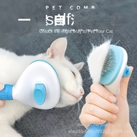 Peigne manuel ABS pour toilettage des animaux avec bouton à une touche pour chiens et chats - Brosse anti-poils pour éliminer les poils lâches