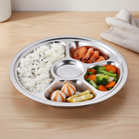 Assiette Moderne en Acier Inoxydable Épaissi 201, Compatible Micro-ondes, pour Restauration Rapide, Vaisselle Quotidienne pour Restaurant, Cantine, Rentrée Scolaire