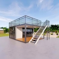 Mini maison chalet en conteneur de luxe personnalisée de 16 pieds Maison moderne mobile préfabriquée en acier léger Petite maison villa en paquet plat