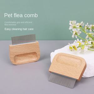 卸売の無垢ブナ材と金属製のペット用ノミ取り櫛（猫用） - Product Image 6