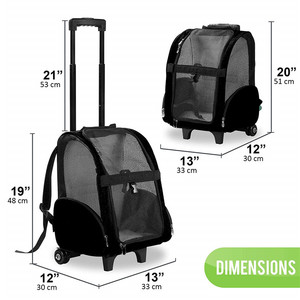 Airline Approved Cat and Dog Travel Stroller Mesh Breathable Roll <strong>Wheels</strong> Pet Carrier <strong>Backpack</strong> with Animal Pattern - Product Image 2