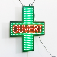 Außenhandel Export Großhandel 48CM Französische Krankenhaus apotheke Grün Einseitiges Innen kreuz LED OPEN Cross Sign