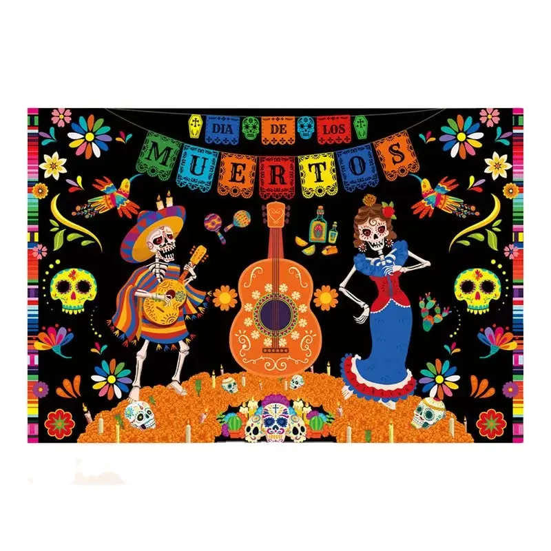 멕시코 Dia de los muertos 죽은 깃발의 날을위한 배경 배너 다른 크기는 사용자 정의 허용