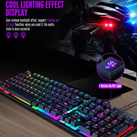Clavier et souris filaires pour jeux TWOLF TF200, ordinateur, rétroéclairage pour PC de bureau, lumière arc-en-ciel LED