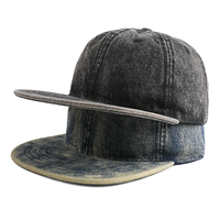 Gorra de Béisbol de Mezclilla Vintage con Visera Plana, 5 Paneles, Ajustable, con Cierre a Presión, Admite Logotipo Personalizado
