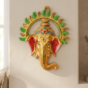 Sculpture murale en métal de style traditionnel de bonne qualité représentant Ganesha pour les décorations de Diwali en gros - Product Image 6
