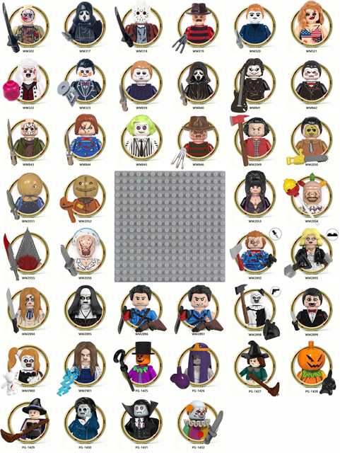 ABS Building Block Mini Figures Halloween Style DIY Collectible Desktop Ornament Holiday Gift for Teen Hobby Collectors