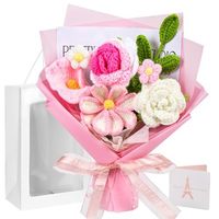 Bouquet de fleurs en fil tricoté avec tournesols réalistes et fleurs séchées, fait main, cadeau pour la fête des mères, vente en gros