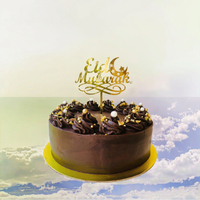 Luxuriöser Spiegel-Gold Acryl Eid Mubarak Tortenaufsatz für Eid-Kuchendekoration