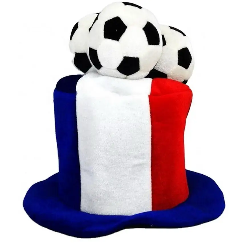 Hete Verkopende Voetbalbeker Voetbalfans Pet Met 3 Voetballen Bovenop Frankrijk