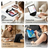 Étui en cuir multi-pliant à couverture intégrale pour iPad 10e génération A16 2025 A18 2026 avec clavier, multi-angles, ultra-fin et portable