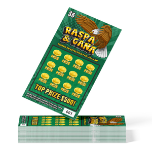Tickets <span class=keywords><strong>de</strong></span> loterie à gratter, conception gratuite, fabricant <span class=keywords><strong>de</strong></span> cartes à gratter gagnantes, reliure parfaite, papier offset, pelliculage - Product Image 2