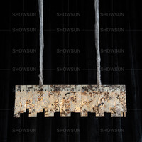 Lustre rectangulaire moderne de luxe en pierre, nouveau style, en marbre, éclairage LED à intensité variable pour maison, villa, salle à manger
