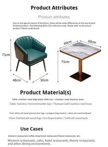<span class=keywords><strong>Table</strong></span> à manger rectangulaire de qualité commerciale, ensemble de <span class=keywords><strong>table</strong></span> moderne carrée à bord doré, <span class=keywords><strong>table</strong></span> en dalle de roche pour pub, buffet, restaurant, barbecue, boutique - Product Image 6