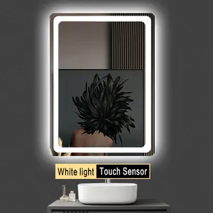 مرآة مصنع الحمام أدى ضوء مرآة ديكور الحائط مرآة كاملة على شكل مستطيلي مع ضوء ليد