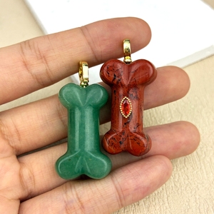 Pendentif en Amazonite Naturelle Sculptée en Os, Pierre <span class=keywords><strong>de</strong></span> Reiki Gravée, Gemme Chakra avec Zircon Oeil, Plaqué Or 18K, Cadeau Tendance - Product Image 3