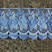 Bandes de broderie 15-45cm, grandes bandes de dentelle à fleurs 3D en fil doré et sequins, accessoires de tissu, dentelle guipure