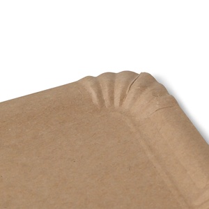 Assiettes en papier kraft rectangulaires jetables biodégradables 13x20 cm pour la vente et le service de pain et de pâtisserie - Product Image 3