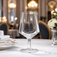 Verre à pied géométrique 420 ml, bol à facettes angulaires, verre à thé glacé transparent à pied court, verre à jus et boissons froides pour la maison