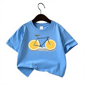 Customized Colors Short Sleeve T-Shirt With Cartoon Bicycle And Lemon Wheels Round Neck Casual Design - Product Image 2
