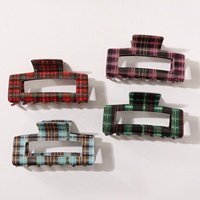Jepit Rambut Kotak-kotak Gaya Korea, Motif Plaid Berongga, Aksesoris Rambut Fashion untuk Wanita, Penataan Rambut Sehari-hari