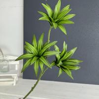 Fleurs artificielles en pot pour la décoration de hall d'hôtel et de mariage : Lys à trois branches à bord doré et plantes vertes de bambou – Durables et écologiques