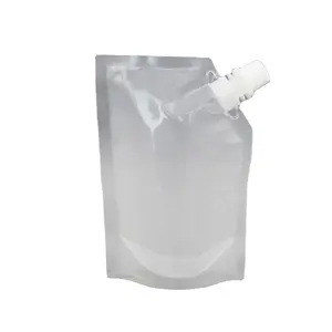 Venta al por mayor de plástico transparente pico bolsa/líquido bolsa de bebidas con caño/Runner vino bolsa de pico